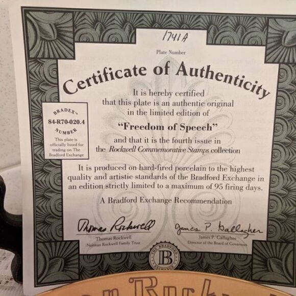 VINTAGE Norman Rockwell Freedom of Speech Painting Collector's Plate Rare 1994 - Picture 4 of 5